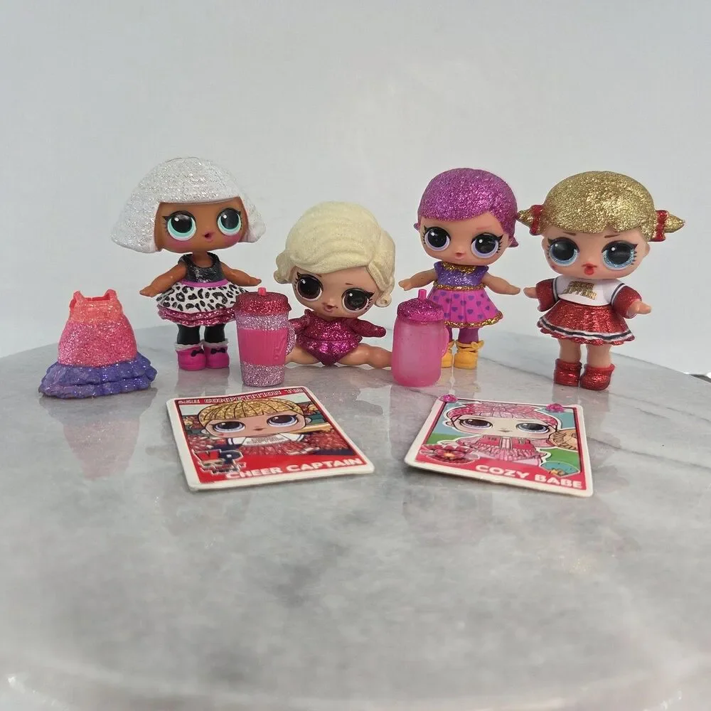 LOL Surprise Glitter Series Dolls Lot Cheer Captain Cozy Babe Accessories Cards